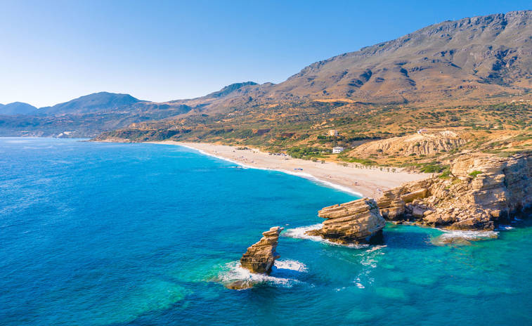 The beach of Triopetra in Rethymno