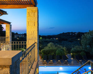 Vederi Estate Villa Melpomeni view from the top of the balcony staircase