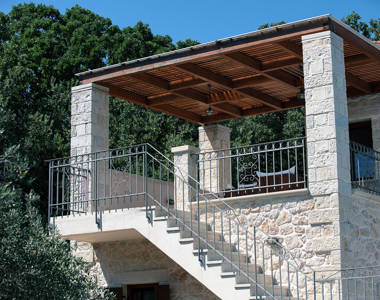 Vederi Estate Villa Melpomeni outdoor staircase to the balcony